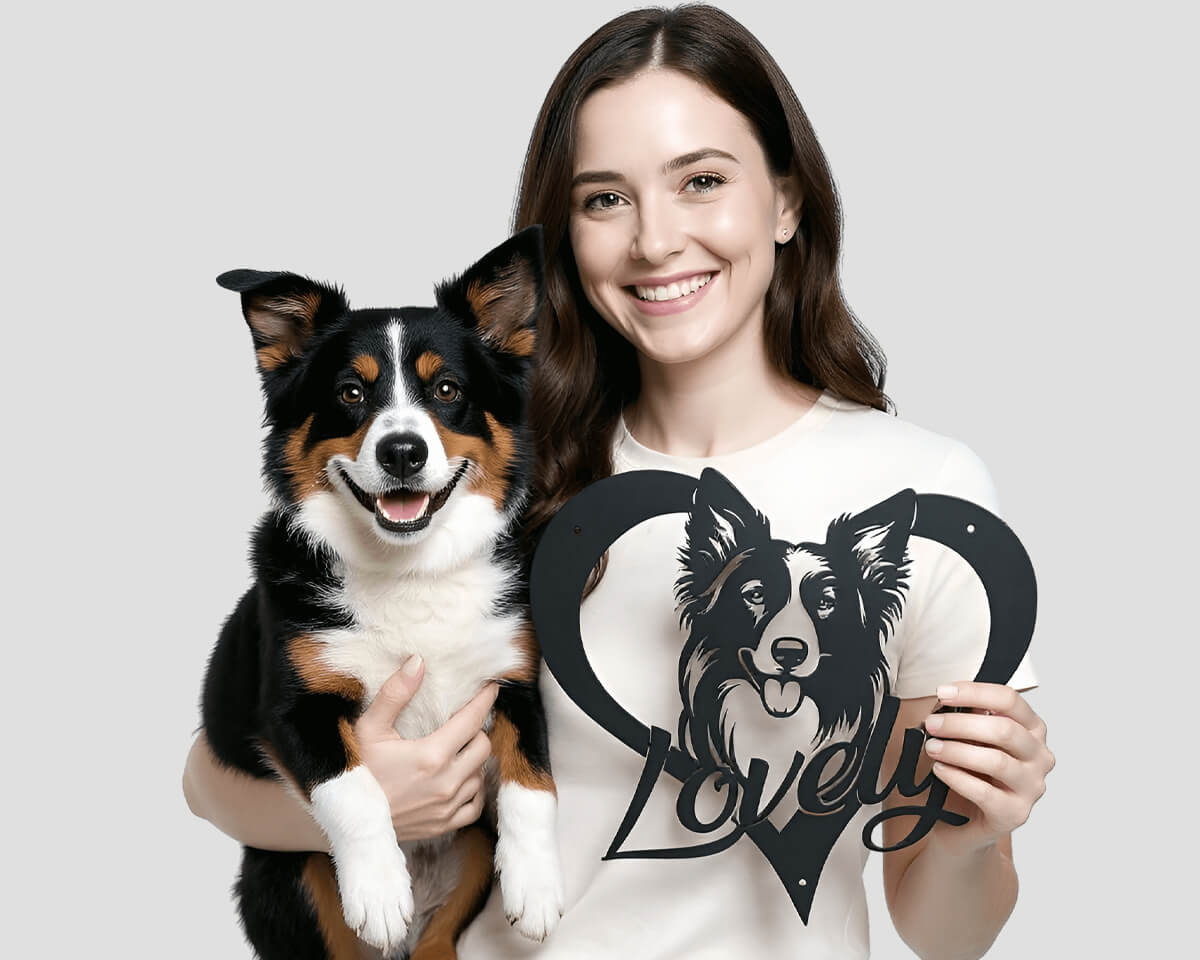 Metal dog heart wall decor