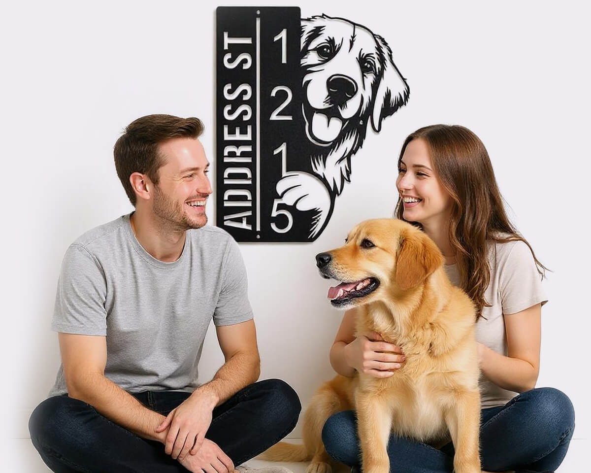 Golden Retriever address sign