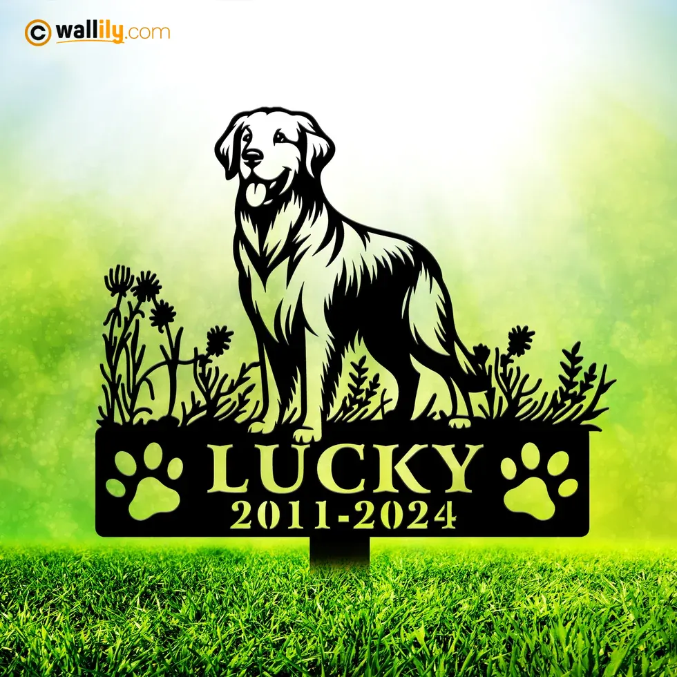 Golden Retriever Gifts for Dog Lovers – Personalized Memorial Stake, Address Sign, LED Decor, Clock & More | Wallily