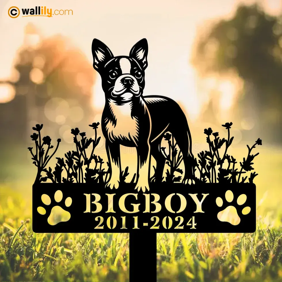 Boston Terrier for Dog Lovers – Personalized Memorial Stake, Address Sign, LED Decor, Clock & More | Wallily