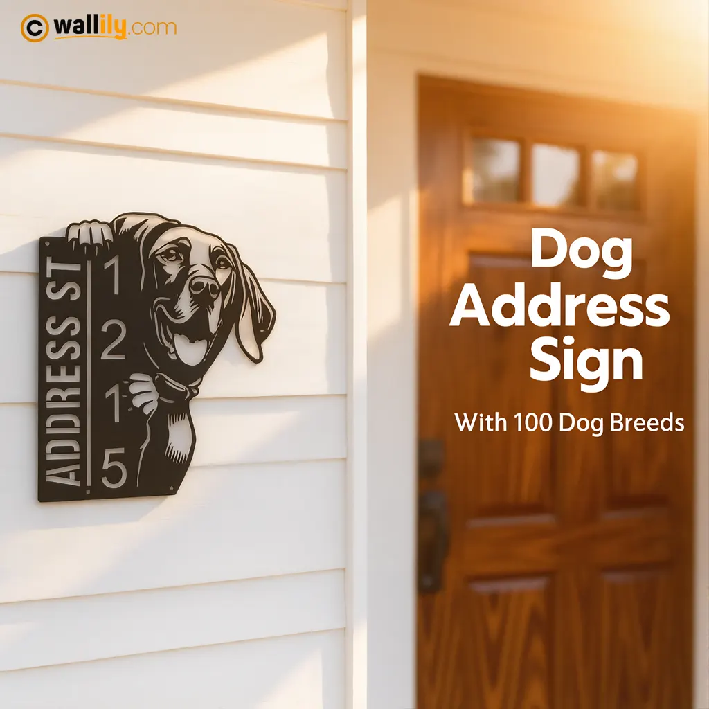 Dog House Number Sign – Custom Metal Address Plaque for Outdoor Use | Wall, Hanging & Yard Options