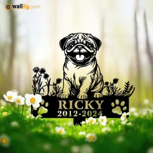 Pug for Dog Lovers – Personalized Memorial Stake, Address Sign, LED Decor, Clock & More | Wallily