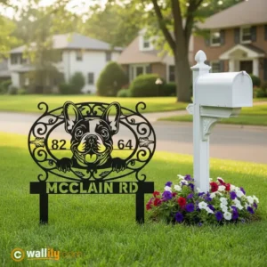 Custom Dog Metal Address Sign with Stakes – Choose from 100+ Breeds, Personalized House Number Plaque for Garden & Yard